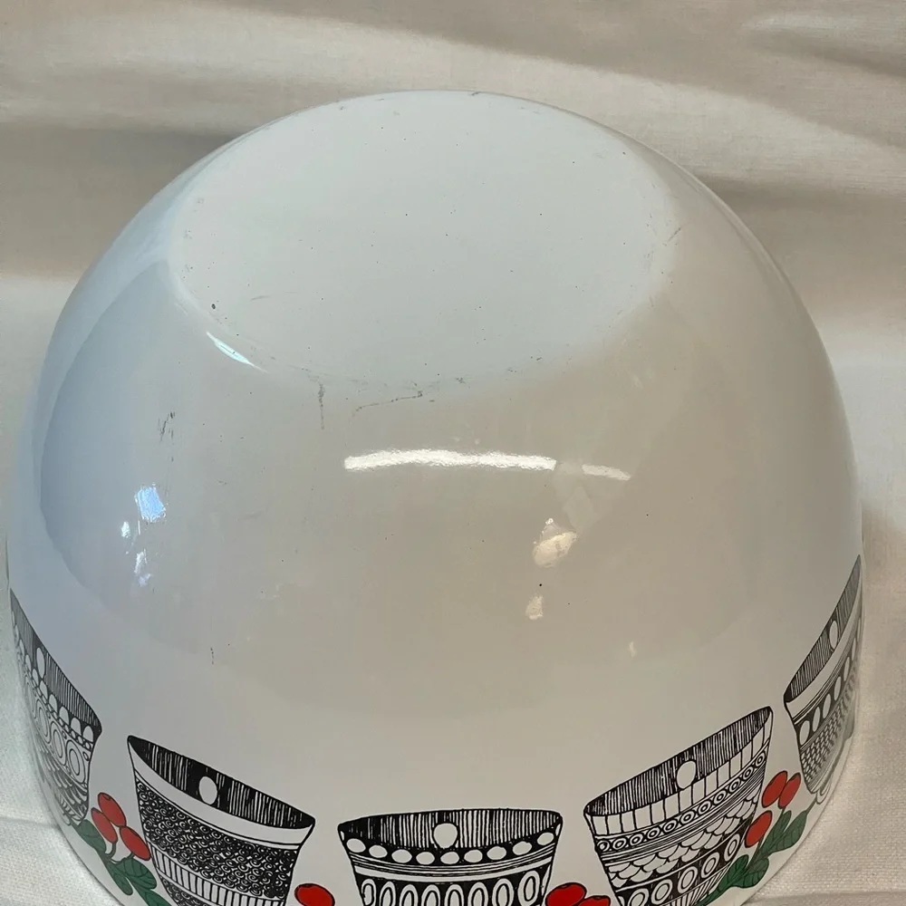 Vintagege MCM Enamel Kaj Franck Bowl Christmas’s Holly - Picture 5 of 6